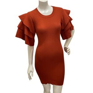 NEW SETTLEDOWN Tiered Bell Sleeves Sweater Mini Dress Size Small.